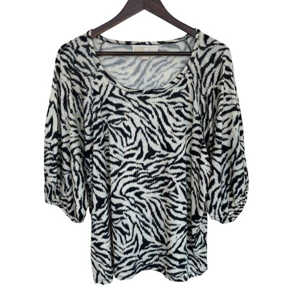 Michael Kors Black and White Zebra Print Blouse - XL - Picture 1 of 5
